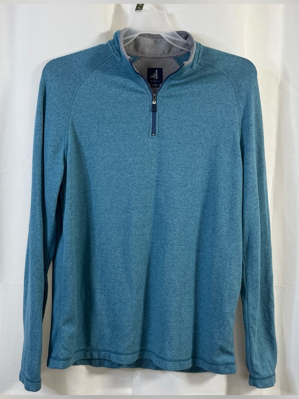 Johnnie-O Freeborne Mens Turquoise Blue Qtr Zip Pullover fleece Sweatshirt L